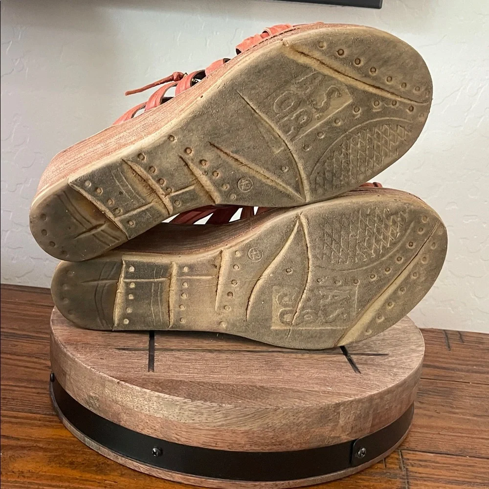 A.S.98 Nicolls Strappy Leather Platform Wedge Sandal in Rust Orange Sz 10.5 (42)